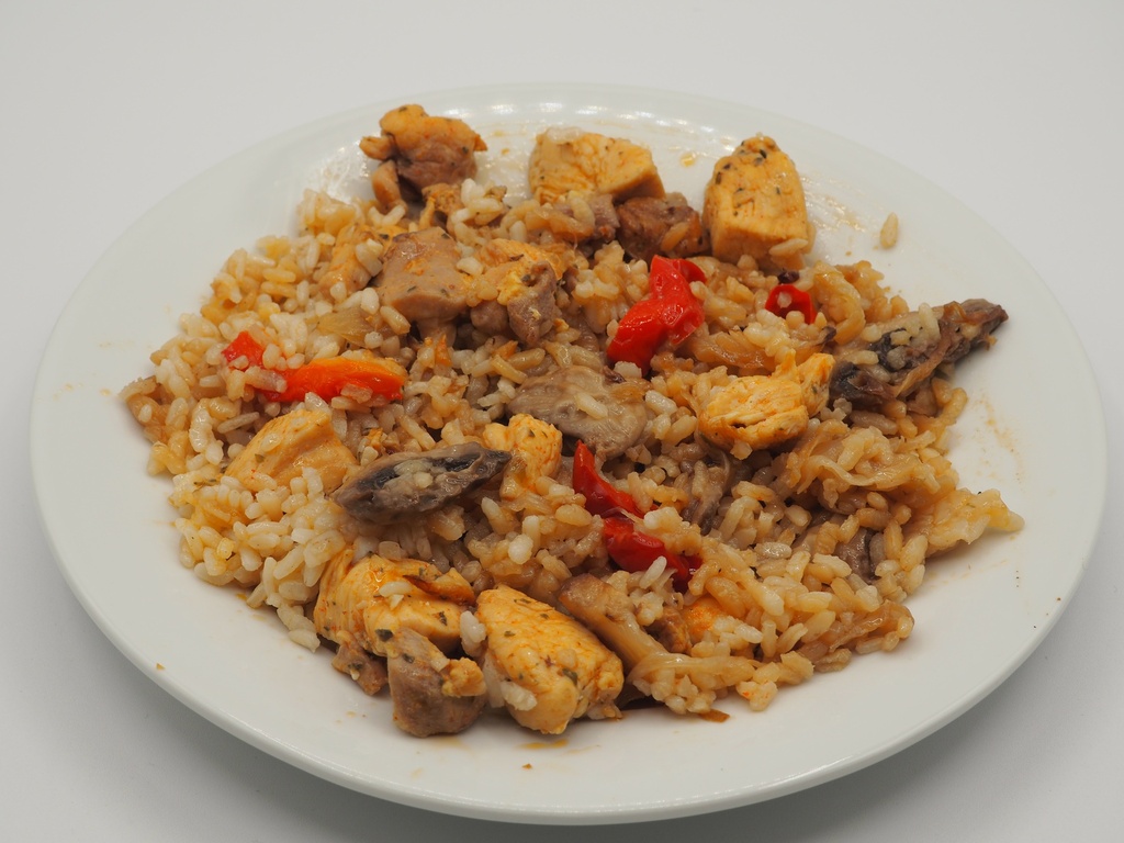 Pollo salteado con Arroz de verduras
